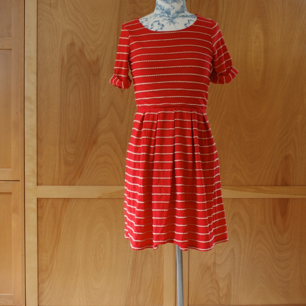 Red and Tan Bordeaux Dress